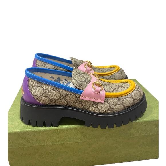 Gucci GG Lug Sole Horsebit Loafer Harald Logo Multicolor Color Block 8 - Picture 6 of 7